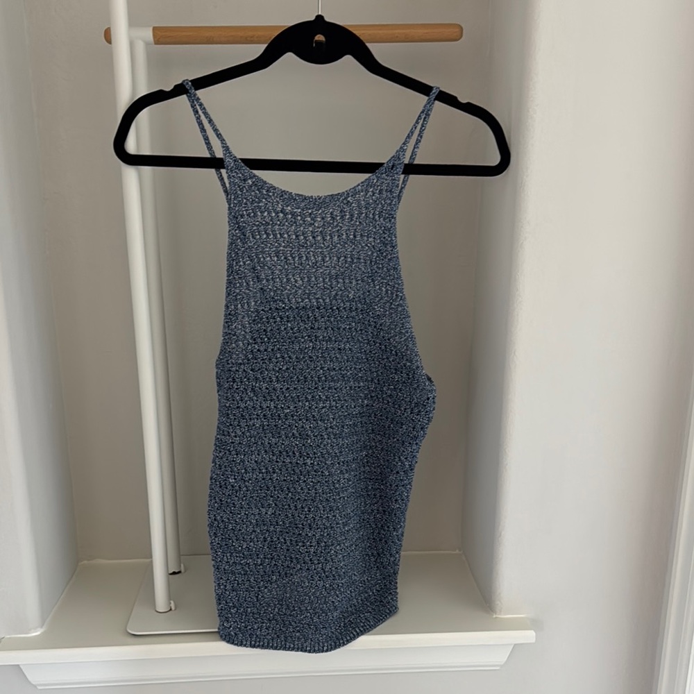 Strappy textured knit top